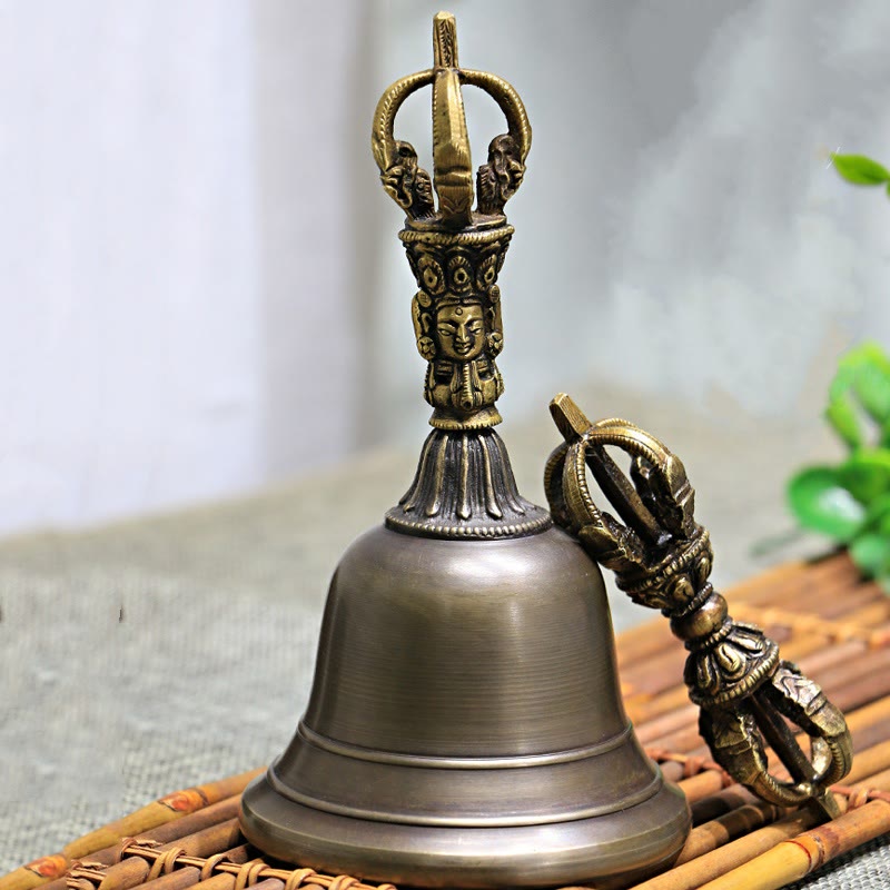 Medium Tibetan Bell and Vajra Dorje Copper Meditation Set
