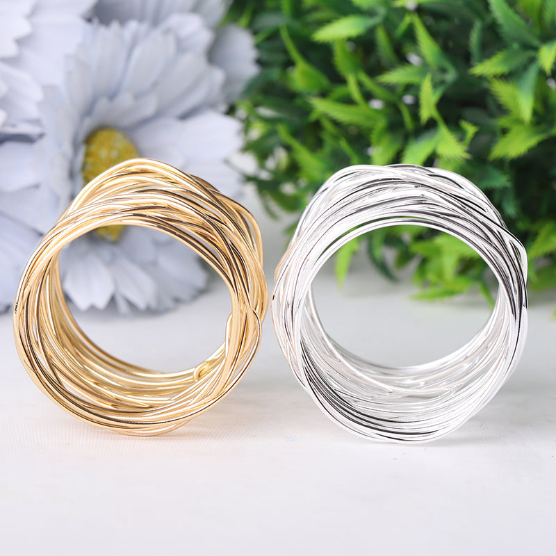 Metal Coil Crystal Holder 1.5" Diameter | Gold Silver Decor