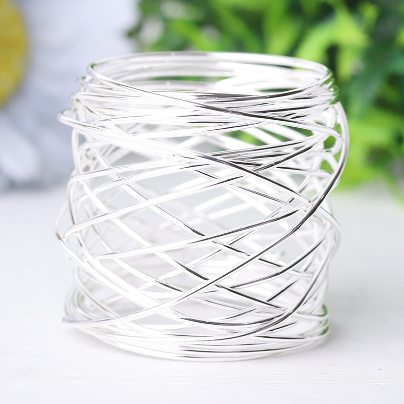 Metal Coil Crystal Holder 1.5" Diameter | Gold Silver Decor
