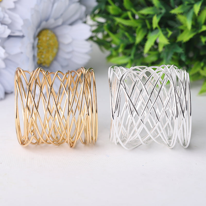 Metal Coil Crystal Holder 1.5" Diameter | Gold Silver Decor