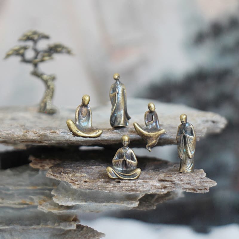 Mini Buddha Statue Set | Metal Meditation Monk Décor