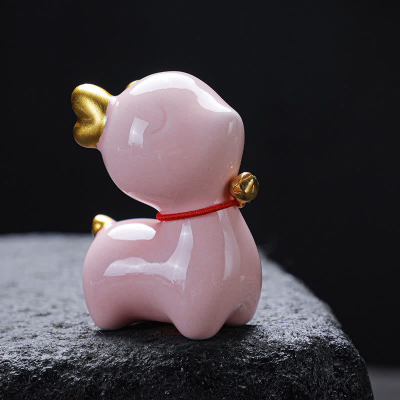 Mini Ceramic Deer Tea Pet Figurine for Spiritual Decor
