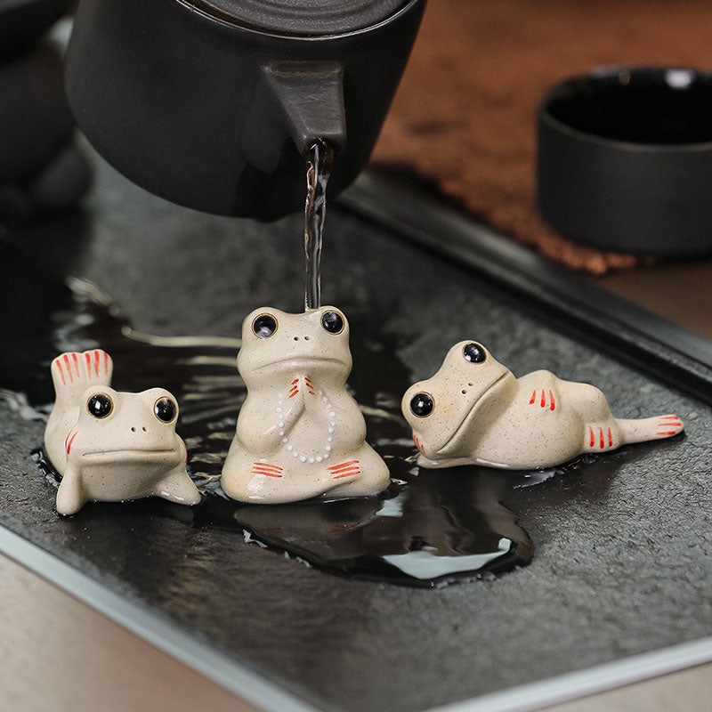 Mini Ceramic Praying Frog Figurine | Prosperity Decor