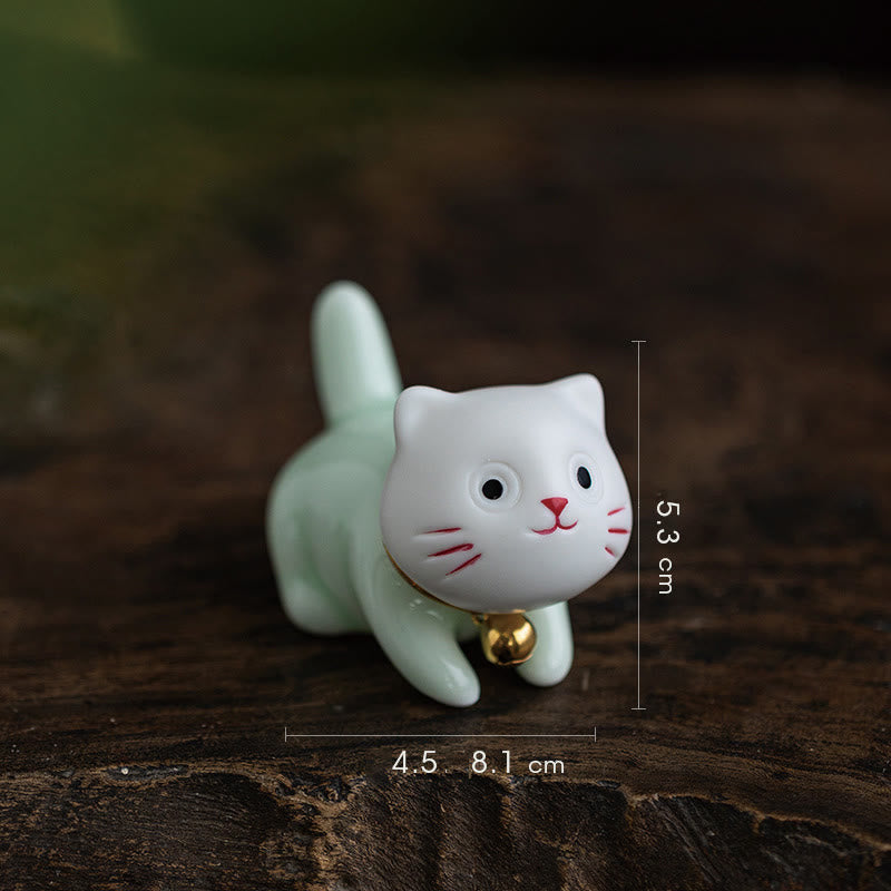 Mini Cute Cat Ceramic Figurine 4.7cm Spiritual Animal Décor