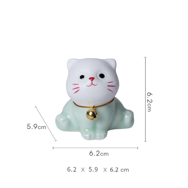 Mini Cute Cat Ceramic Figurine 4.7cm Spiritual Animal Décor