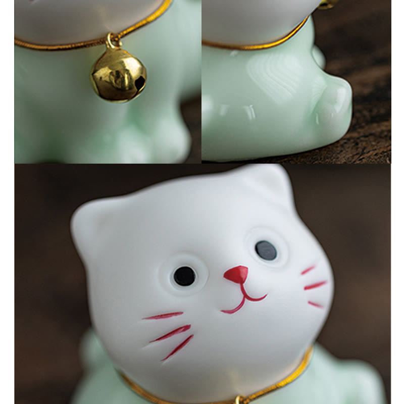 Mini Cute Cat Ceramic Figurine 4.7cm Spiritual Animal Décor