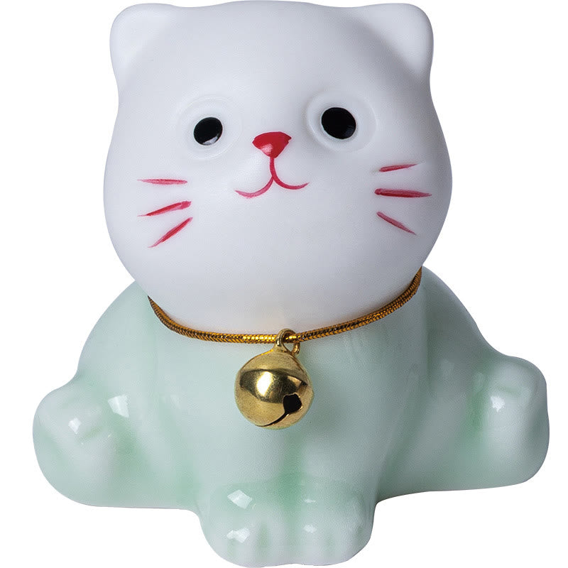 Mini Cute Cat Ceramic Figurine 4.7cm Spiritual Animal Décor