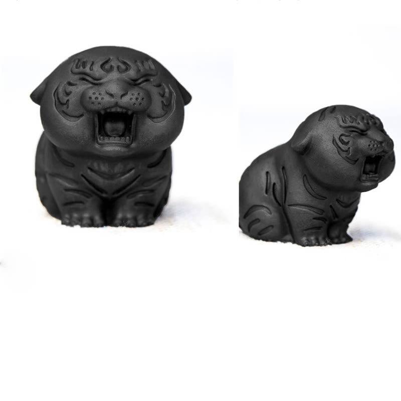 Mini Cute Tiger Iron Resin Statue - Spiritual Animal Figurine