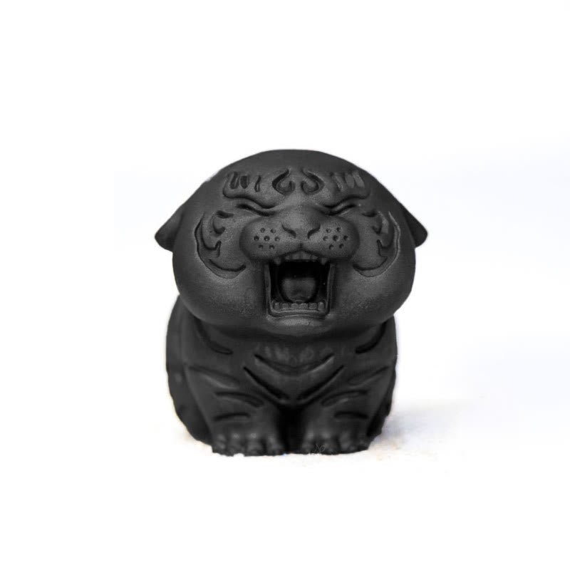Mini Cute Tiger Iron Resin Statue - Spiritual Animal Figurine