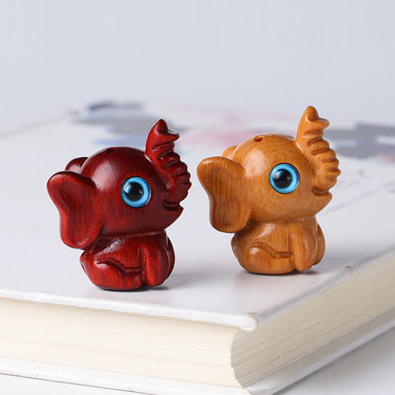 Mini Elephant Carved Decoration in Sandalwood for Protection & Luck