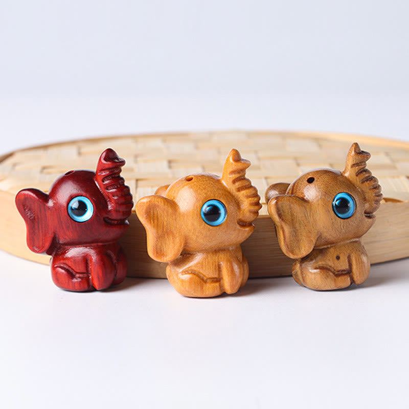Mini Elephant Carved Decoration in Sandalwood for Protection & Luck