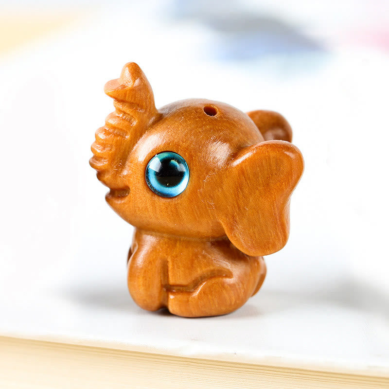 Mini Elephant Carved Decoration in Sandalwood for Protection & Luck