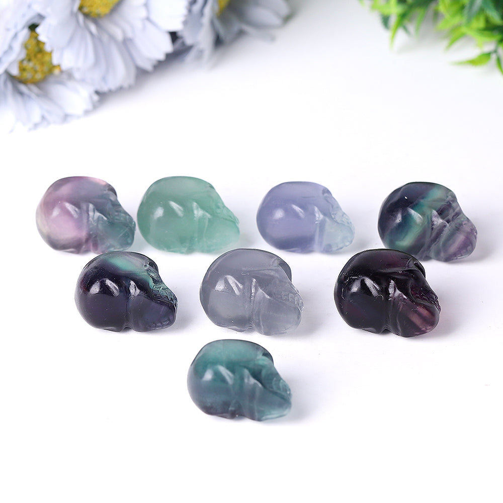 Mini Fluorite Crystal Skull Carving 1.3 Inch Healing Skull