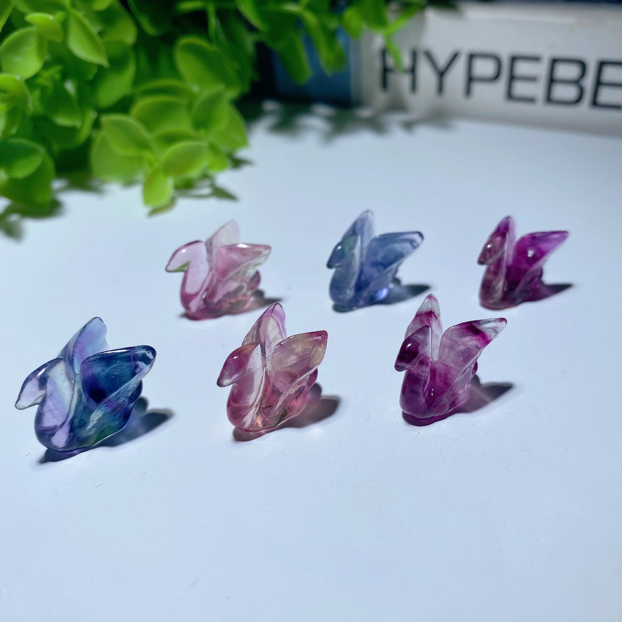 Mini Fluorite Swan Crystal Animals 12-15mm Healing Carvings
