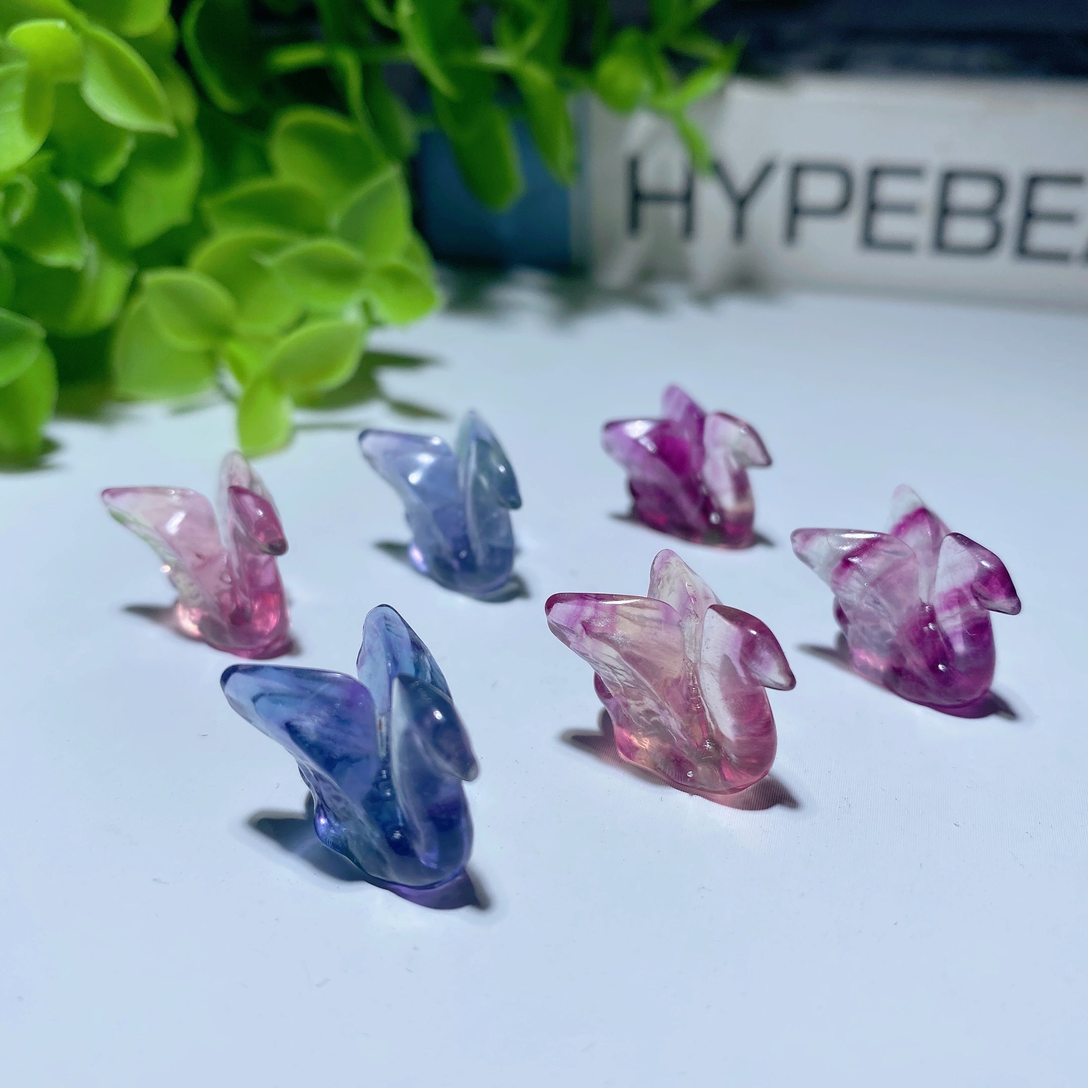 Mini Fluorite Swan Crystal Animals 12-15mm Healing Carvings