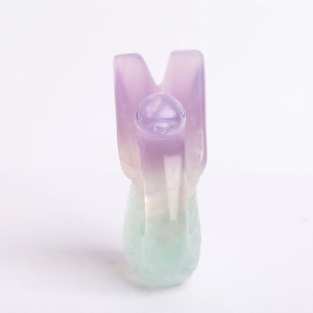 Mini Fluorite Swan Figurine 2.2" Crystal Animal Carving