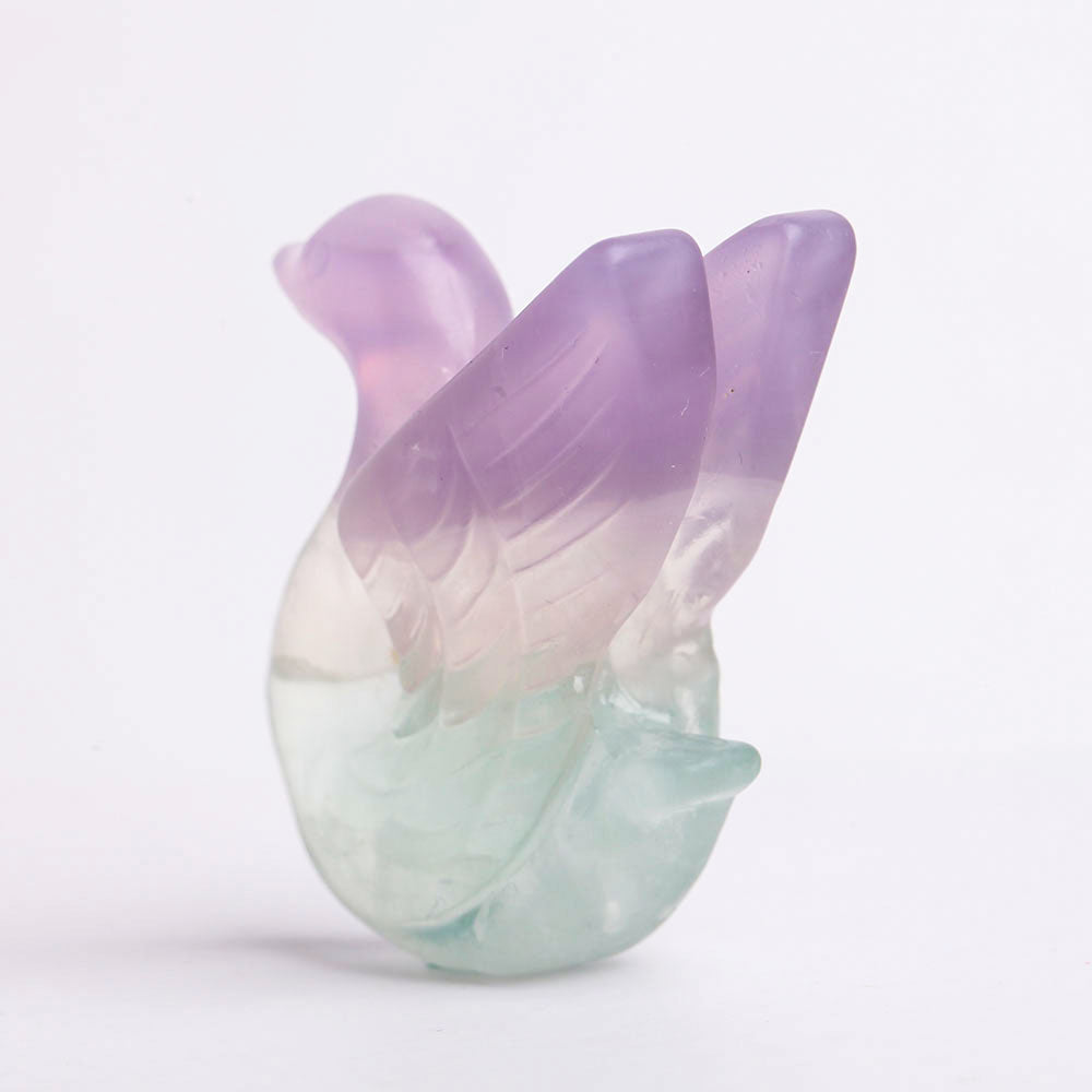 Mini Fluorite Swan Figurine 2.2" Crystal Animal Carving