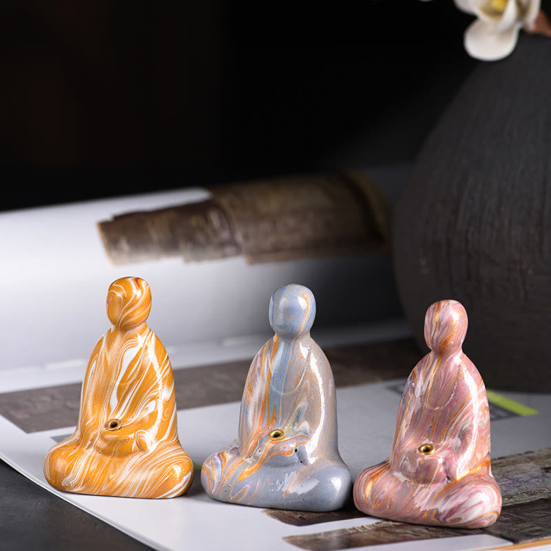 Mini Formless Buddha Ebony Wood Lacquer Craft Incense Holder