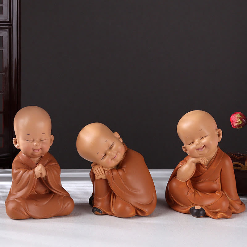 Mini Meditation Praying Monk Resin Buddha Statue for Serenity