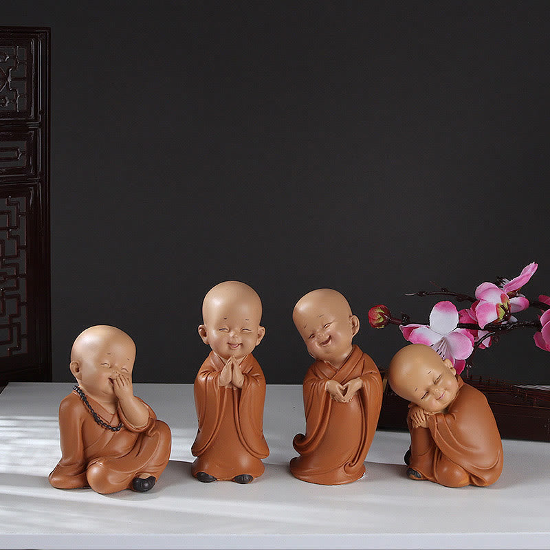 Mini Meditation Praying Monk Resin Buddha Statue for Serenity