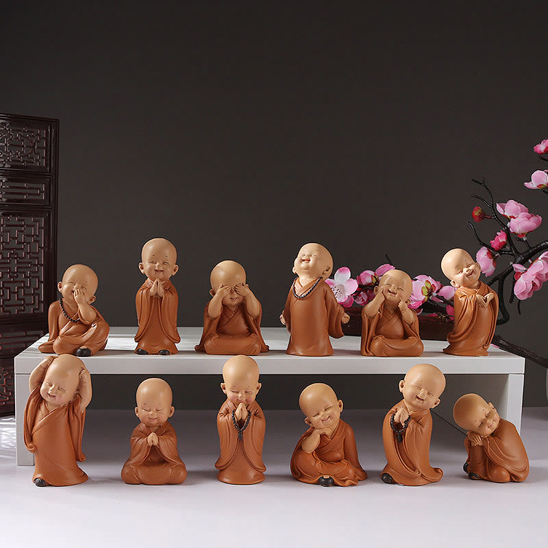 Mini Meditation Praying Monk Resin Buddha Statue for Serenity