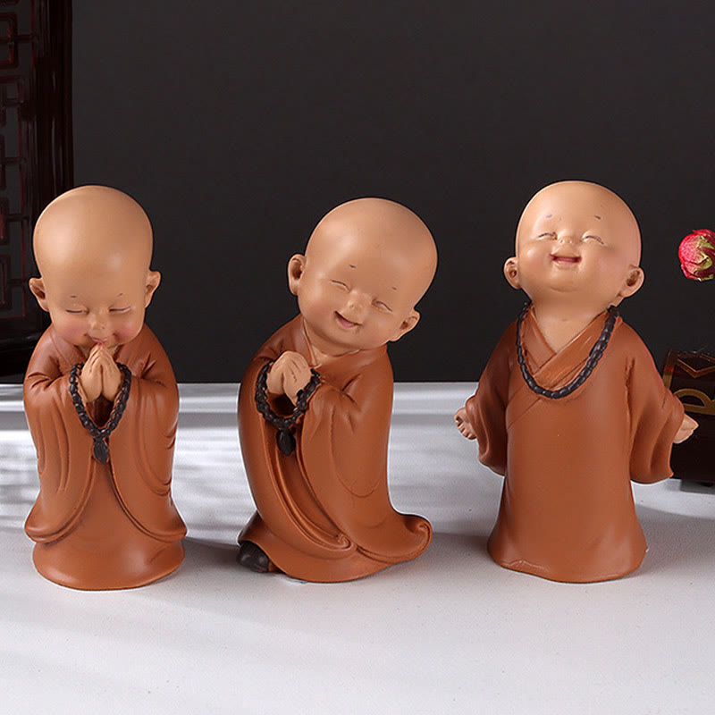 Mini Meditation Praying Monk Resin Buddha Statue for Serenity