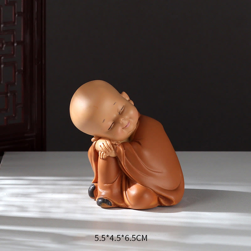Mini Meditation Praying Monk Resin Buddha Statue for Serenity