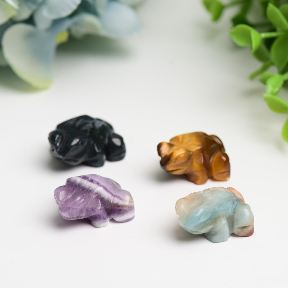 Mini Mixed Crystal Frog Carving 1-Inch Healing Figurine