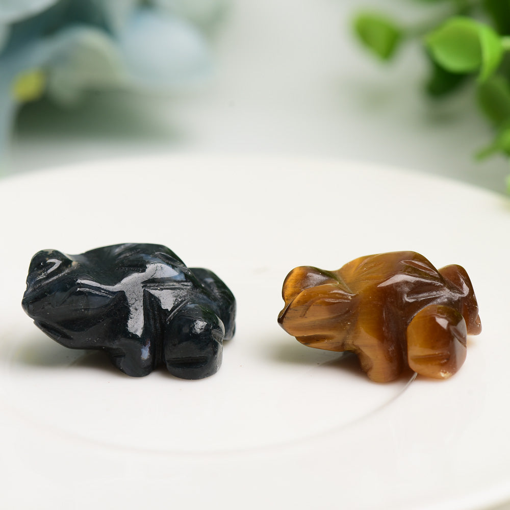 Mini Mixed Crystal Frog Carving 1-Inch Healing Figurine