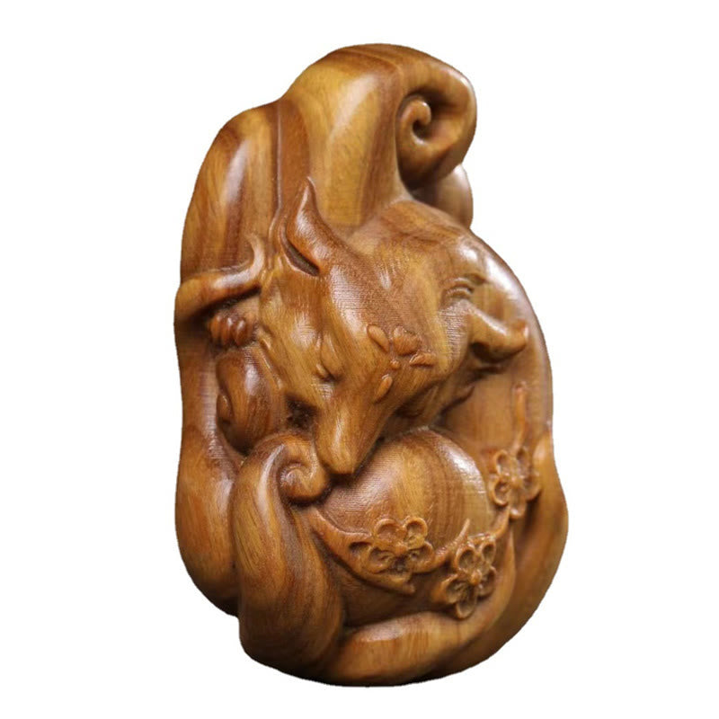 Mini Nine-Tailed Fox Green Sandalwood Zen Decor for Peace