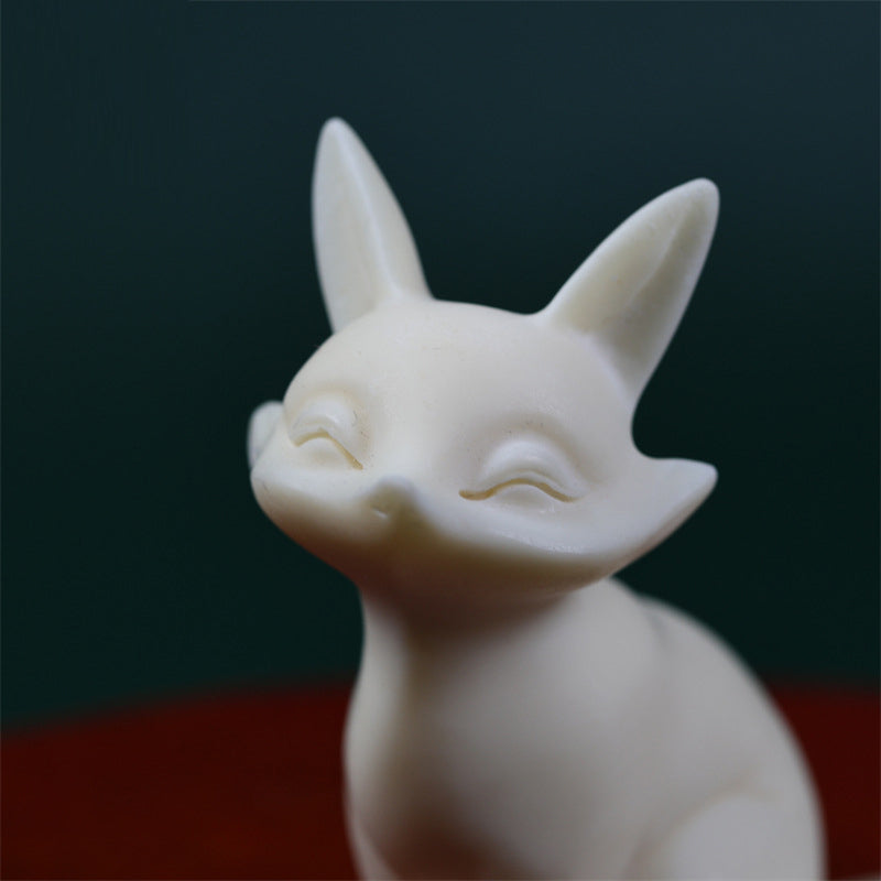 Mini Nine-Tailed Fox Ivory Fruit Protection Figurine