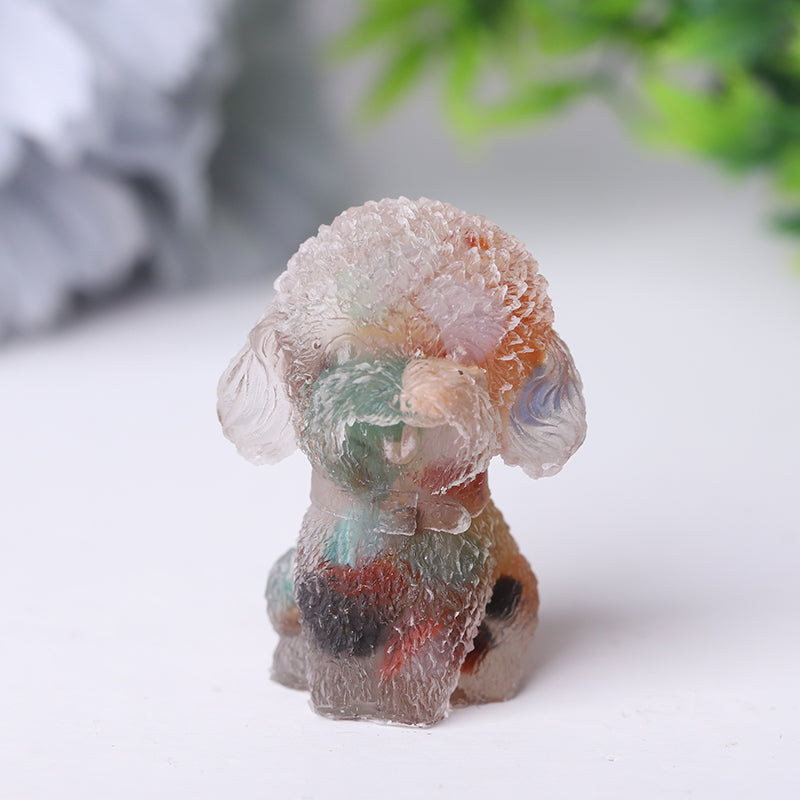 Mini Resin Crystal Dog Figurine 1.5 Inch Healing Statue