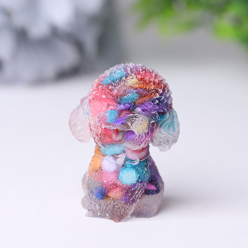 Mini Resin Crystal Dog Figurine 1.5 Inch Healing Statue