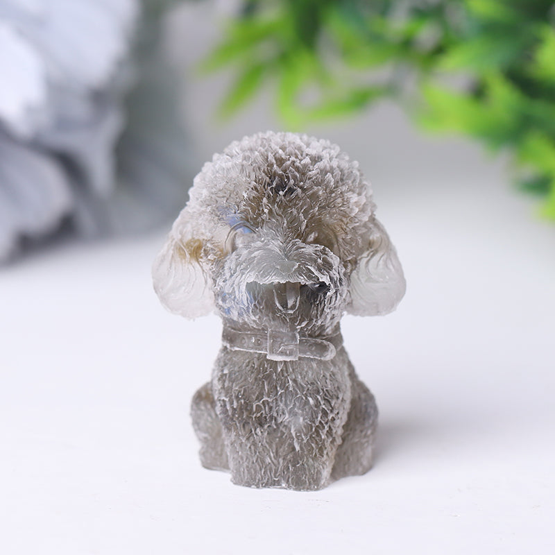Mini Resin Crystal Dog Figurine 1.5 Inch Healing Statue
