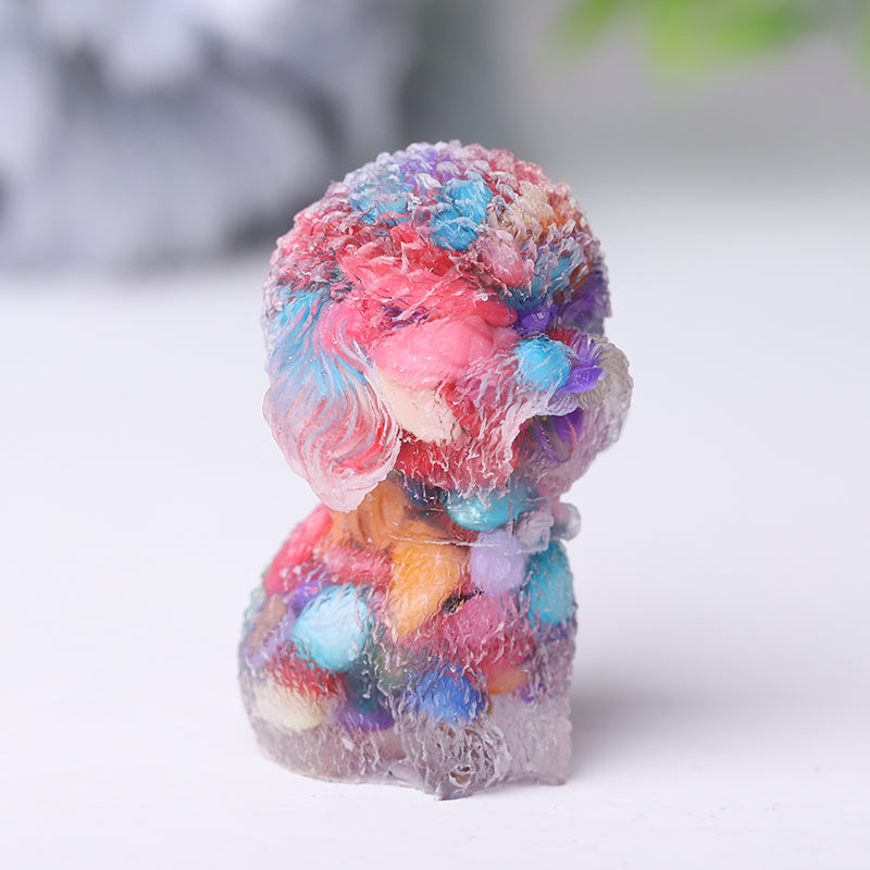 Mini Resin Crystal Dog Figurine 1.5 Inch Healing Statue
