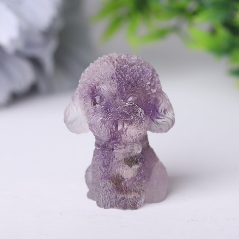 Mini Resin Crystal Dog Figurine 1.5 Inch Healing Statue