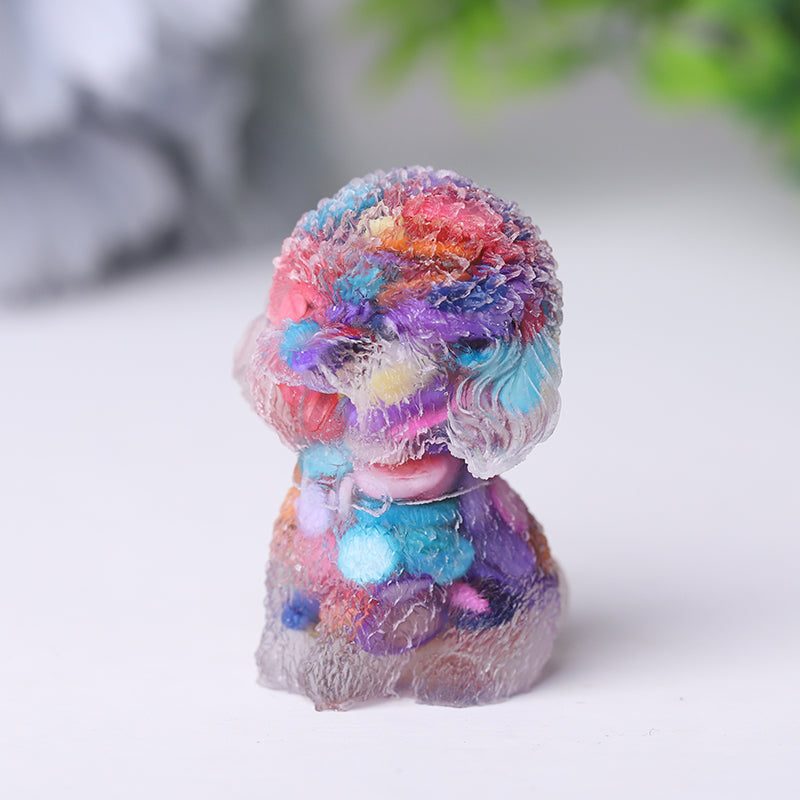 Mini Resin Crystal Dog Figurine 1.5 Inch Healing Statue