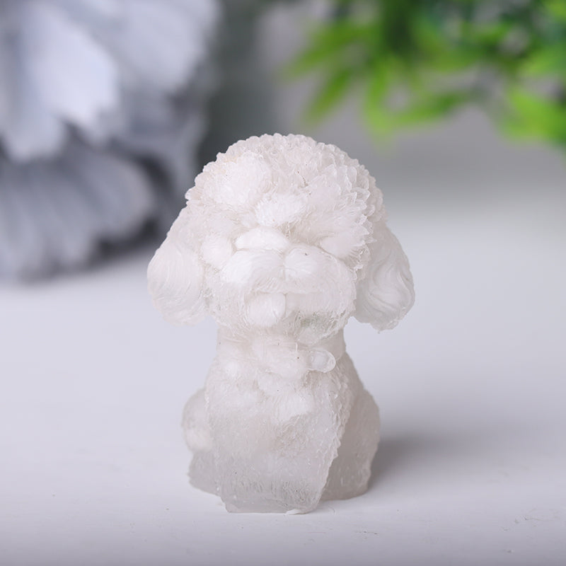 Mini Resin Crystal Dog Figurine 1.5 Inch Healing Statue