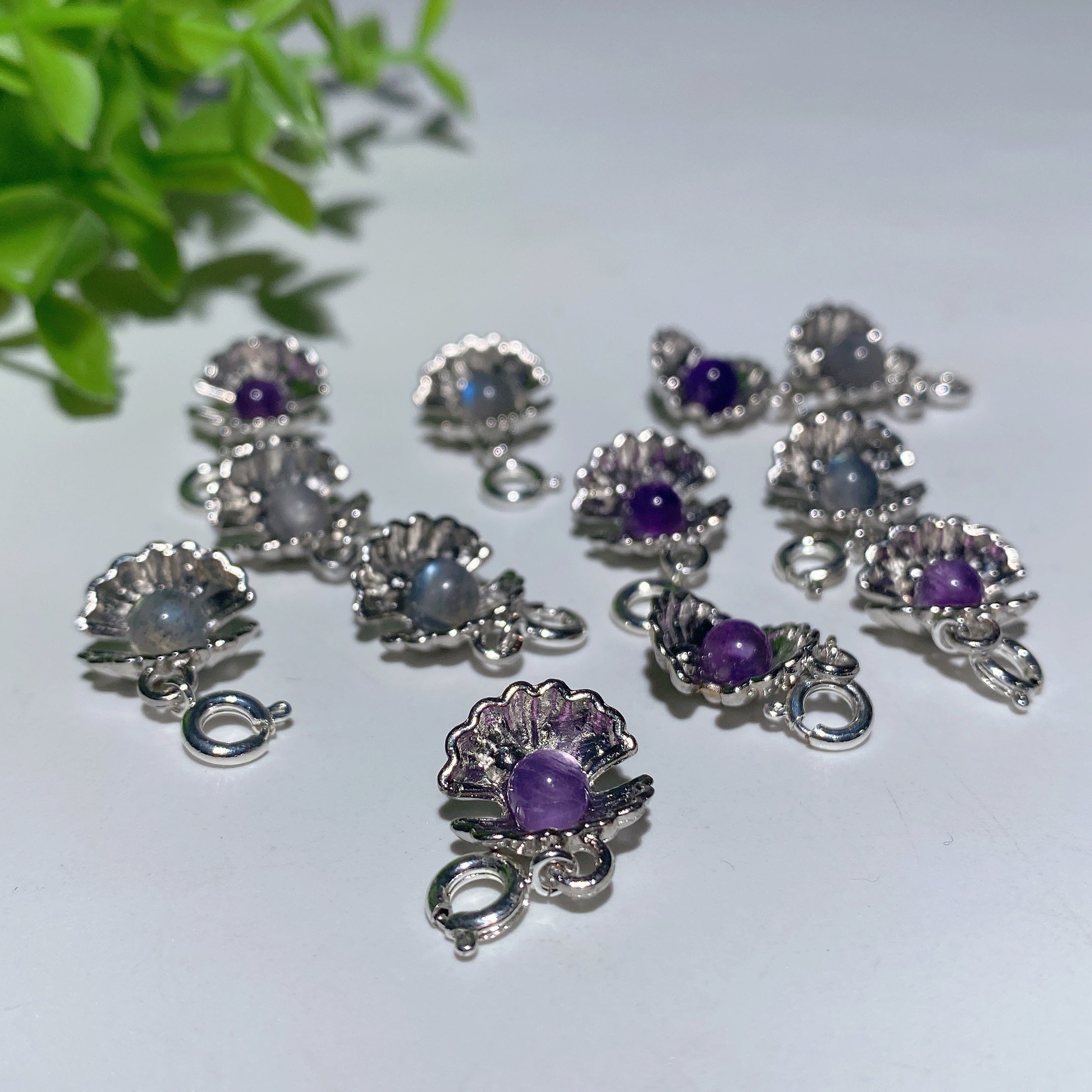 Mini Silver Shell Pendant with Crystal 12mm Healing Necklace