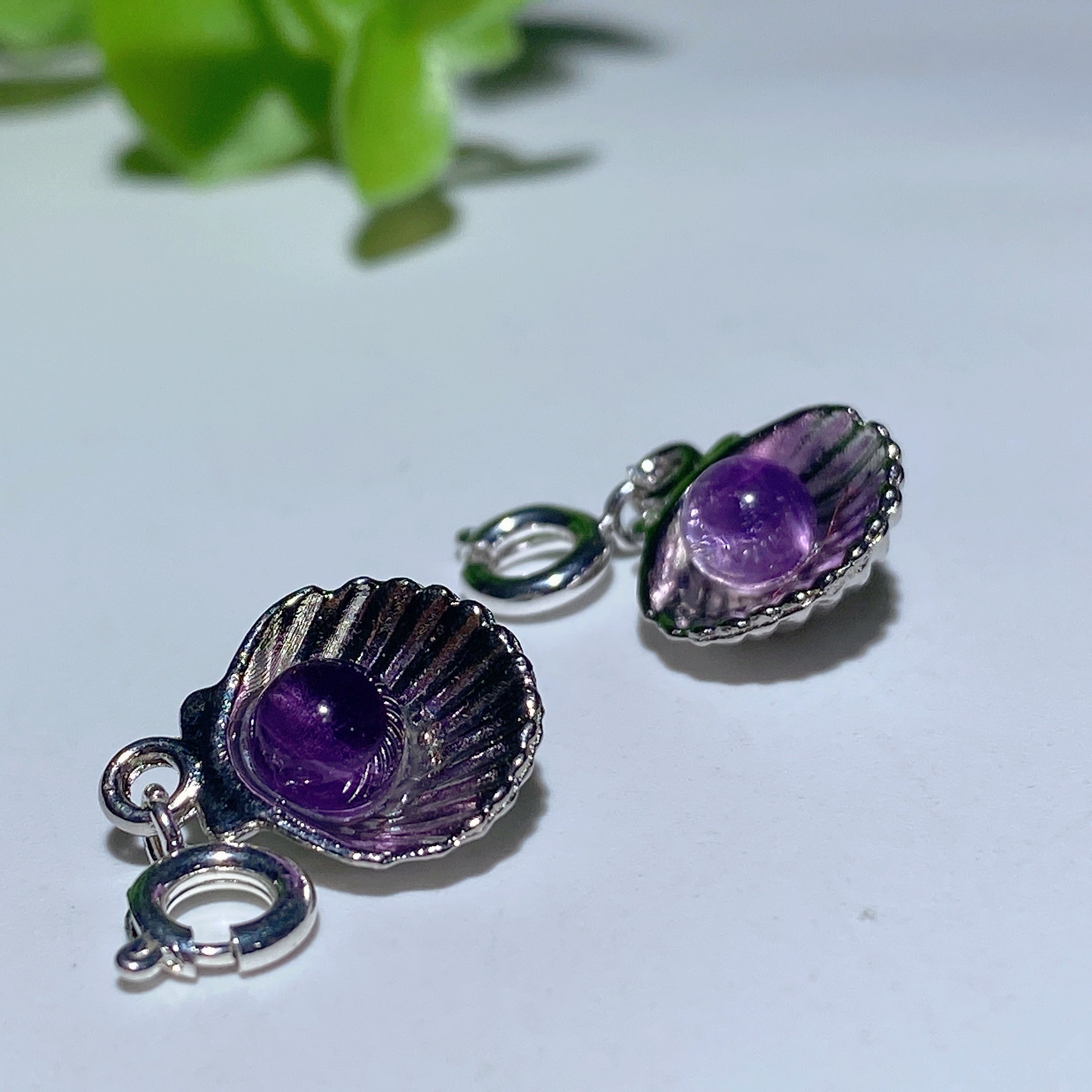 Mini Silver Shell Pendant with Crystal 12mm Healing Necklace