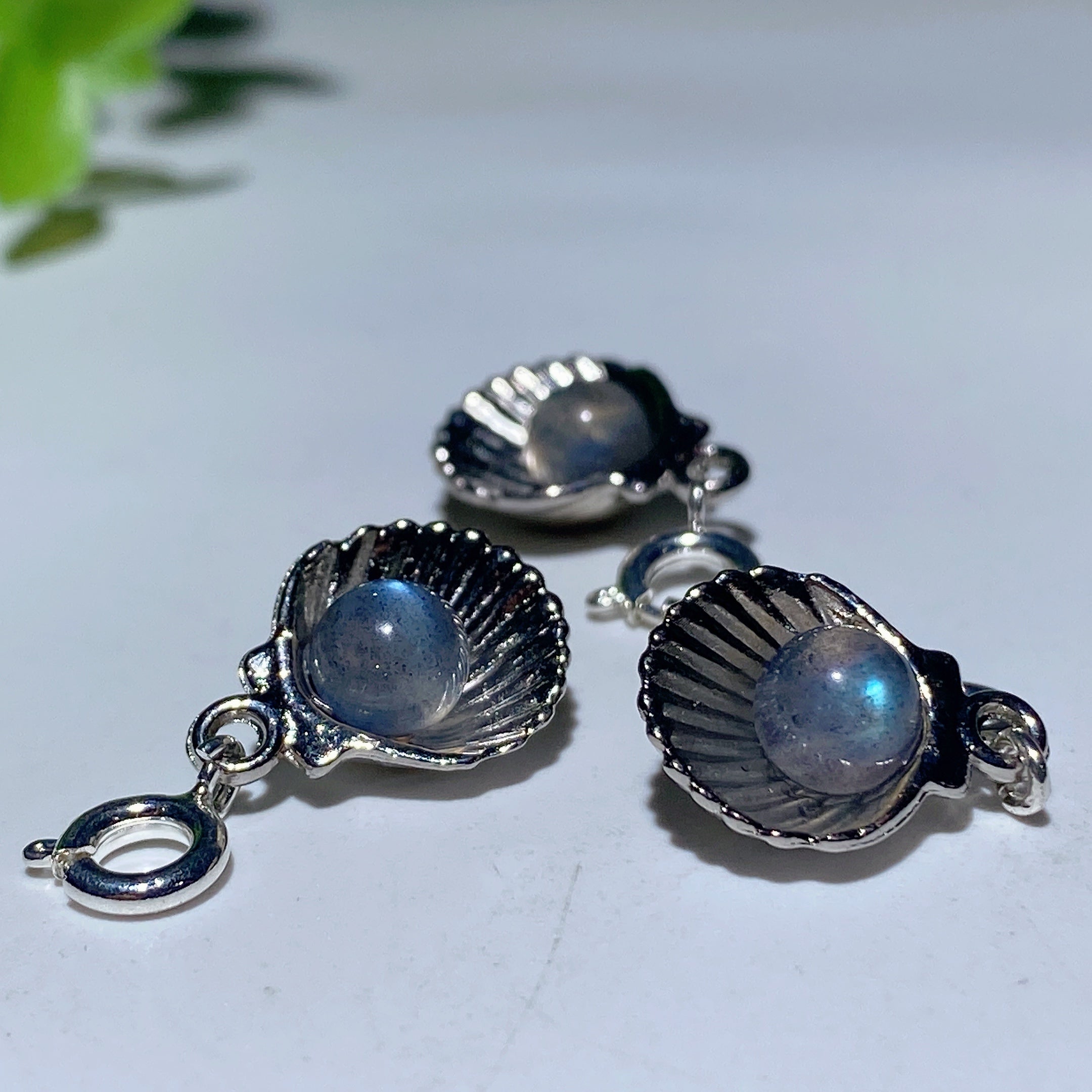 Mini Silver Shell Pendant with Crystal 12mm Healing Necklace