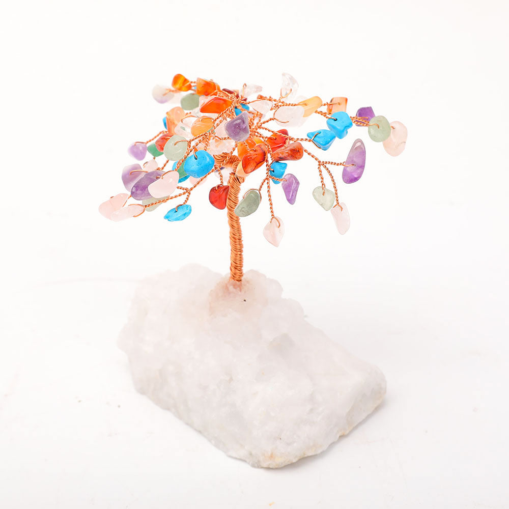 Mixed Colorful Crystal Lucky Tree 3 Inch with Quartz Base