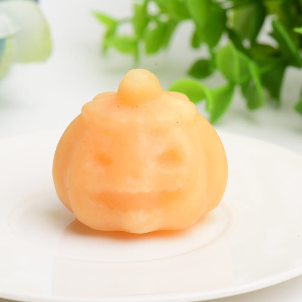 Mixed Crystal 1.7 Inch Pumpkin Figurine for Healing Decor