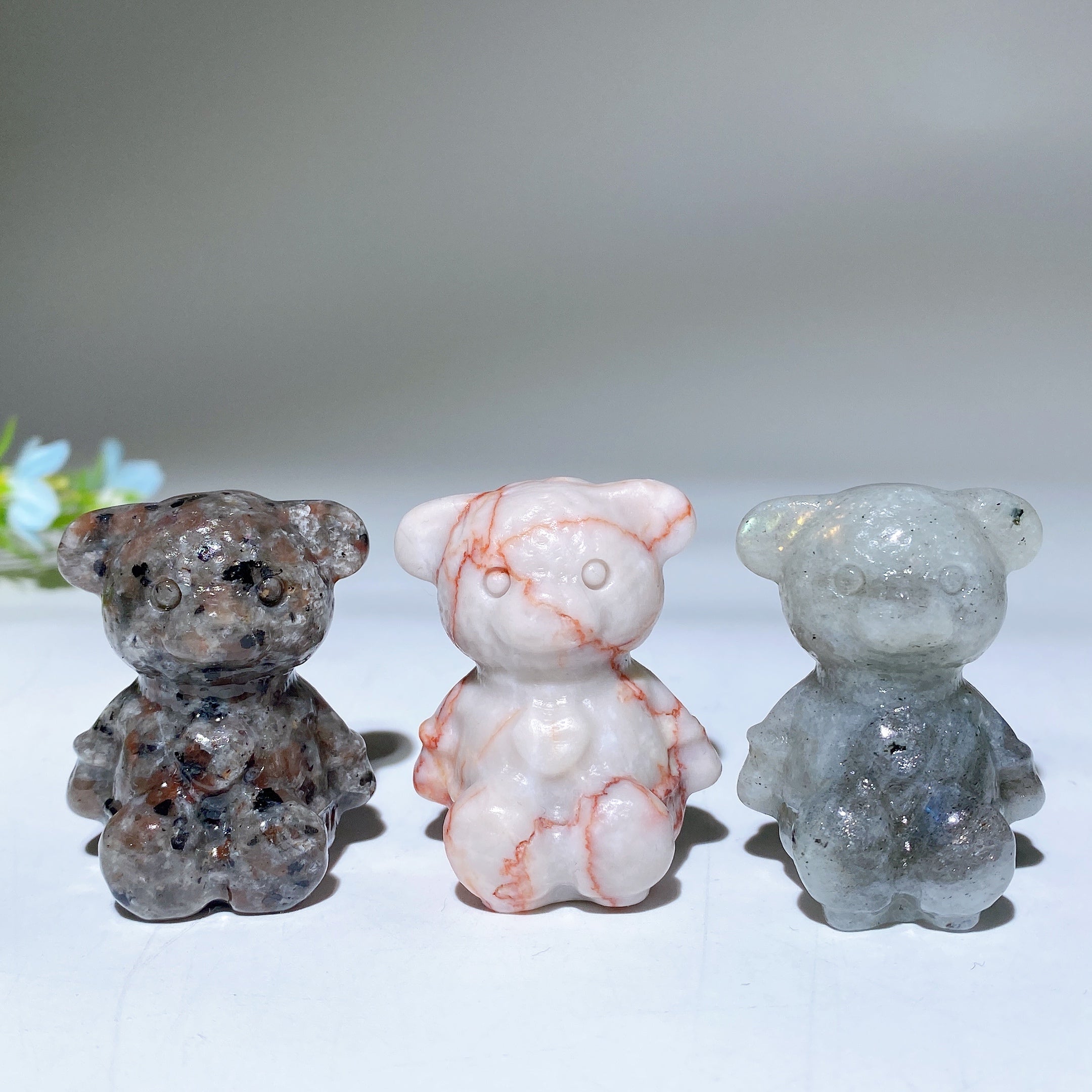 Mixed Crystal Bear Carvings 1.6" Healing Figurines