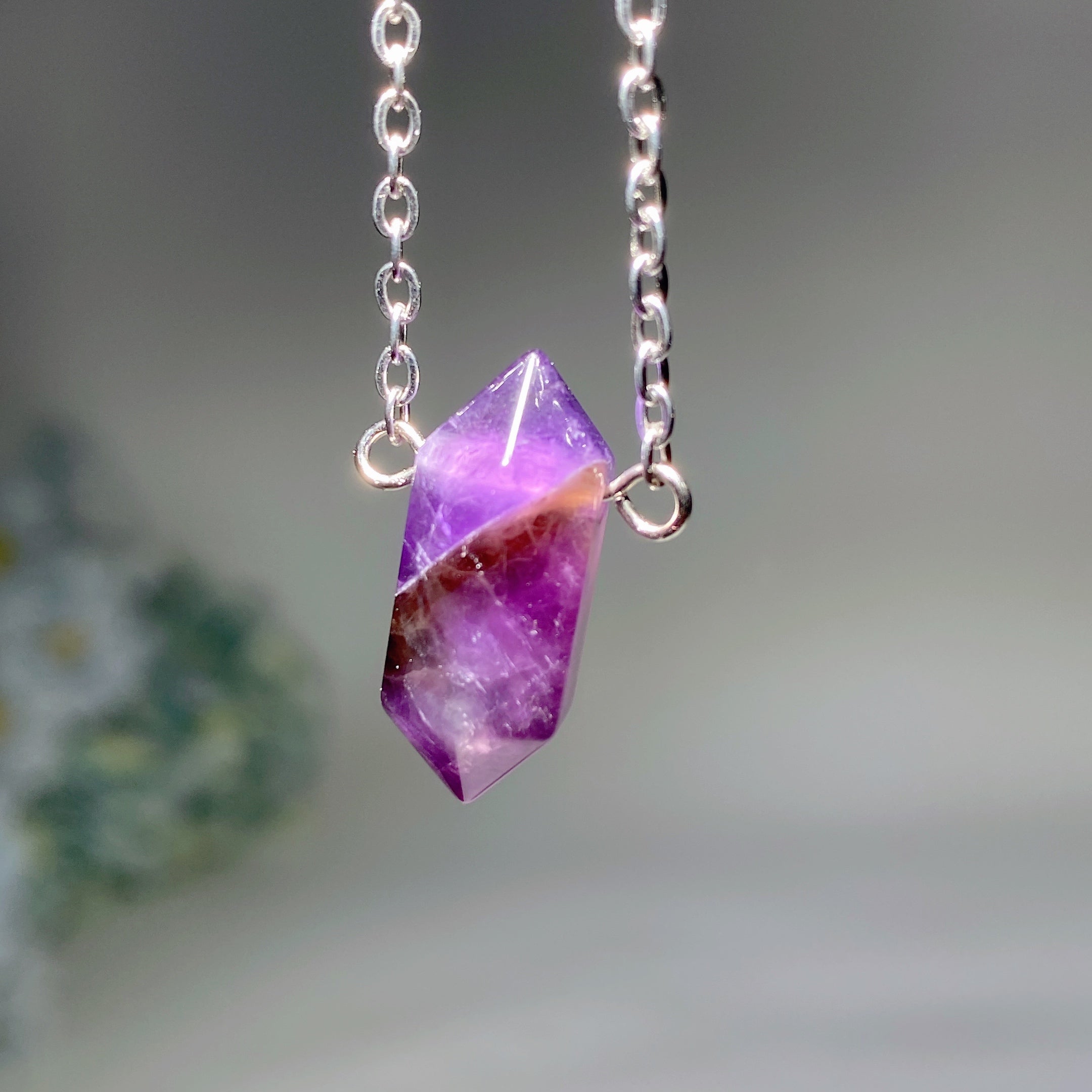 Mixed Crystal Double Terminated Point Necklace 2cm Healing