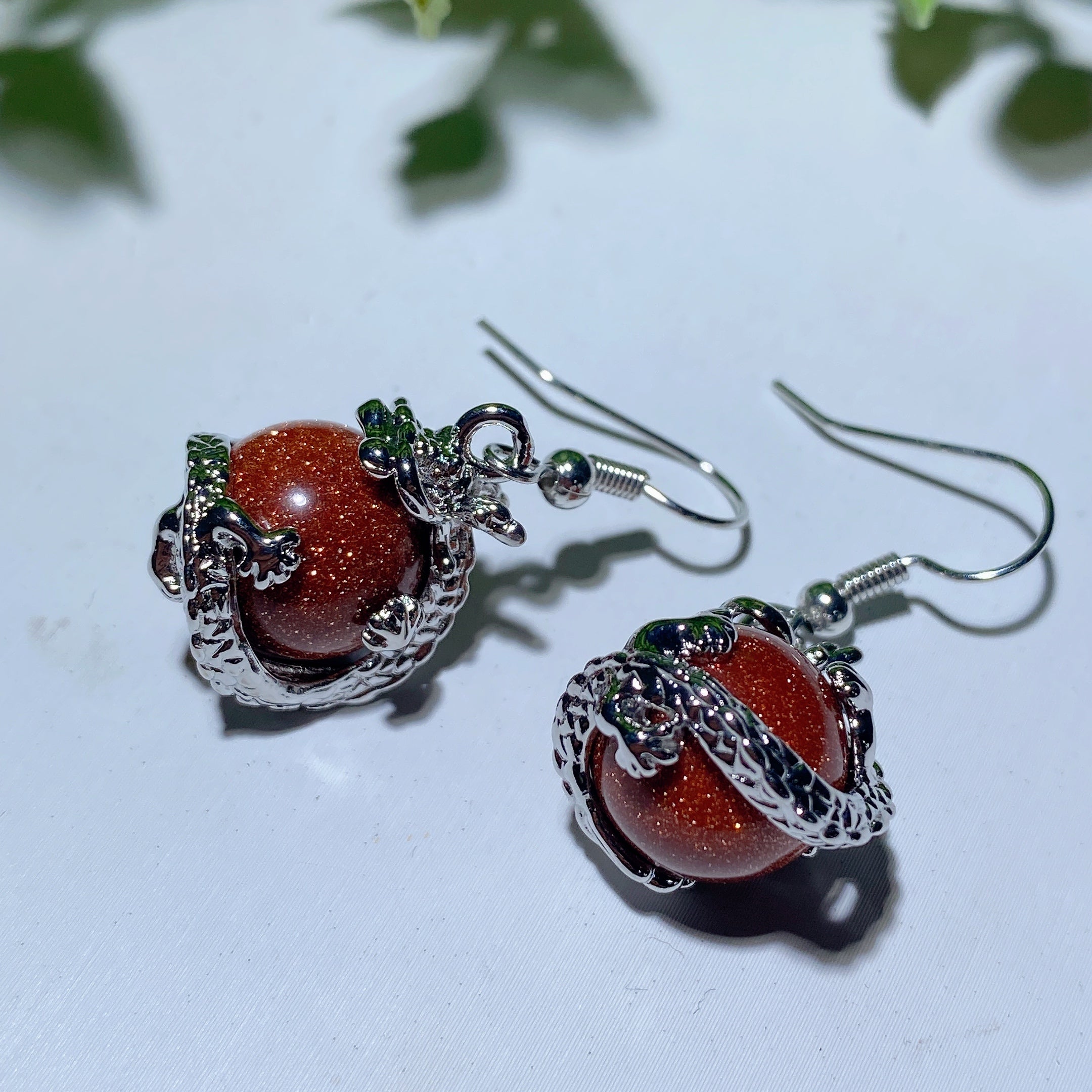 Mixed Crystal Dragon Earrings with Silver Dragon Design 1.5 Inch
