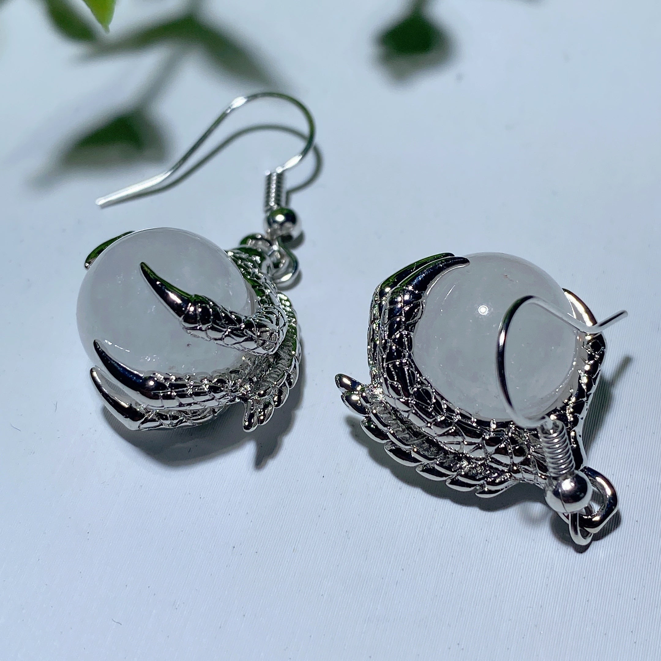 Mixed Crystal Dragon Paw Earrings Healing Jewelry