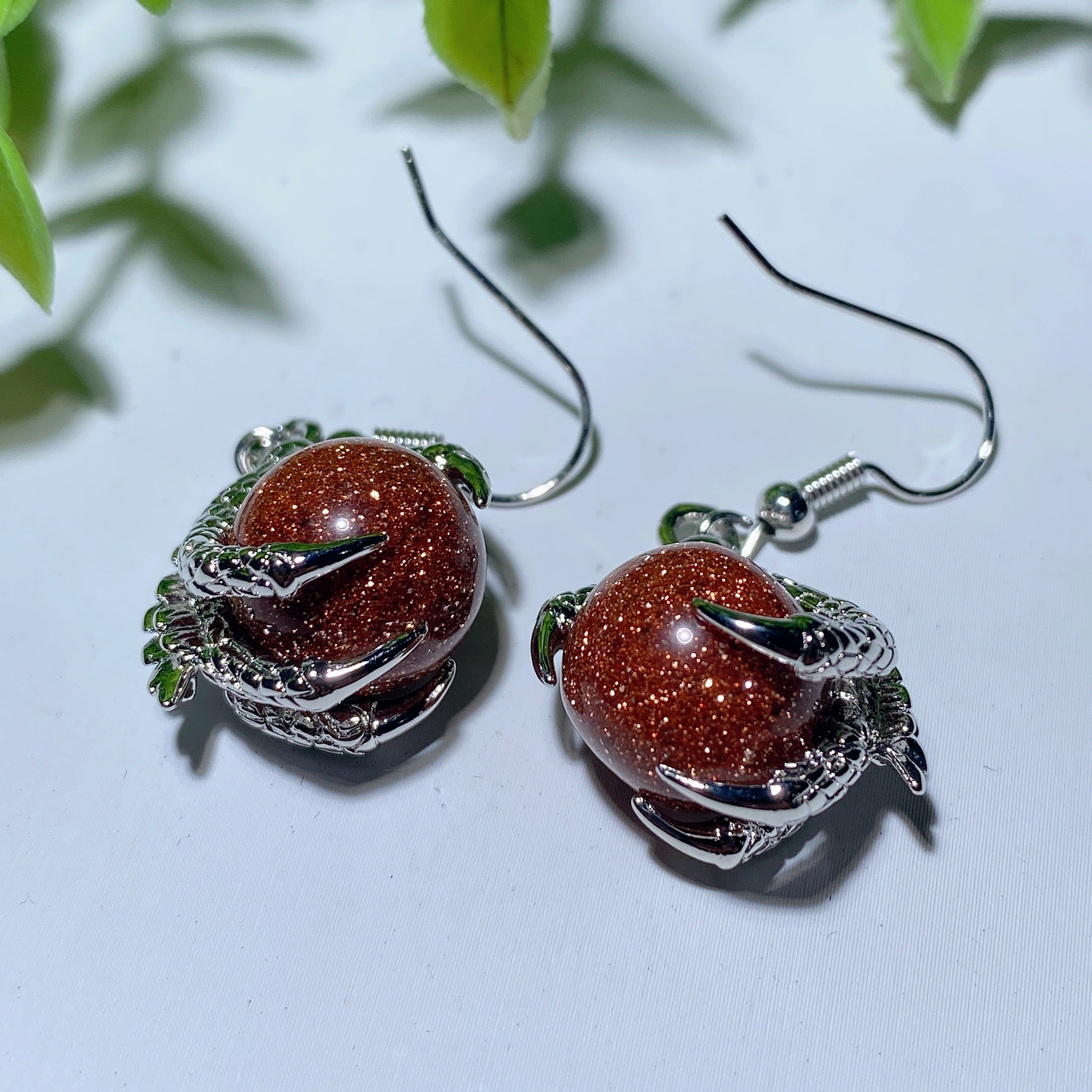 Mixed Crystal Dragon Paw Earrings Healing Jewelry