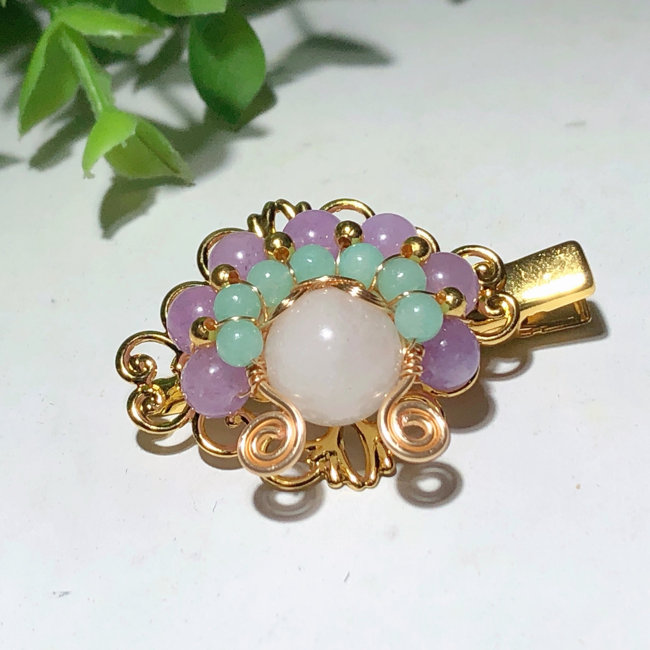 Mixed Crystal Gold Wirework Spiritual Healing Rings