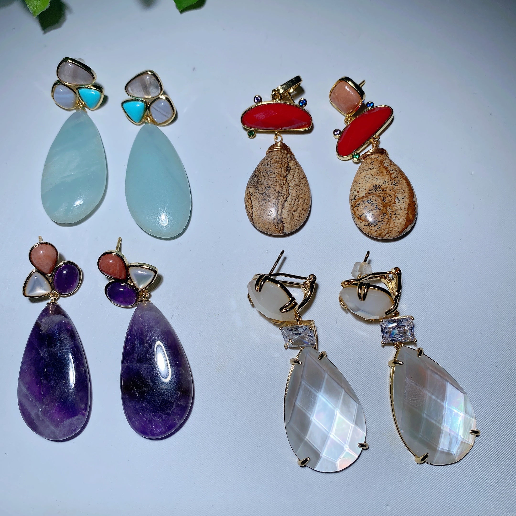 Mixed Crystal Healing Earrings 2 Inch Spiritual Drops